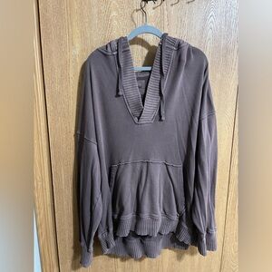 AERIE maroon/brown v neck hoodie XL